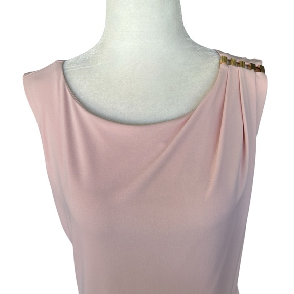Jessica Simpson NWT Pink Sleeveless Sheath Dress with Gold Accent 4 - Picture 3 of 13